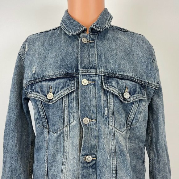 Lucky Brand Jackets & Blazers - New Lucky Brand Distressed Denim Trucker Jacket Blue Womens Size S